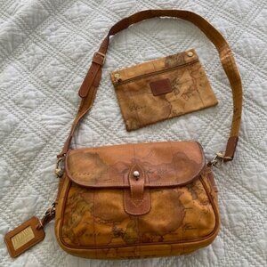 ALVIERO MARTINI 1ª CLASSE • Vintage Geo Map Crossbody Set • Made in Italy
